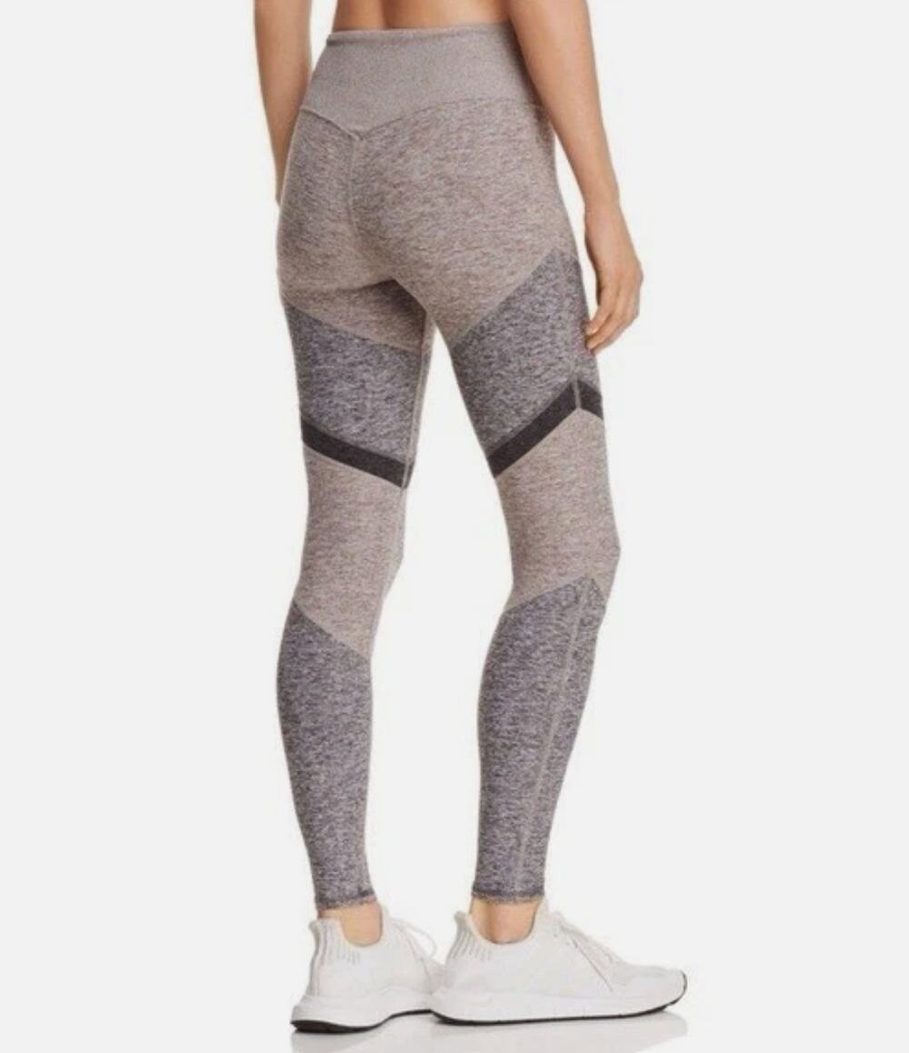 Alo Yoga Leggings Women XS Alosoft Sheila ColorBlock Gray Knit Yoga Athletic